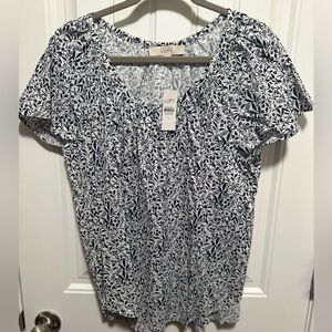 Loft black & white blouse NWT